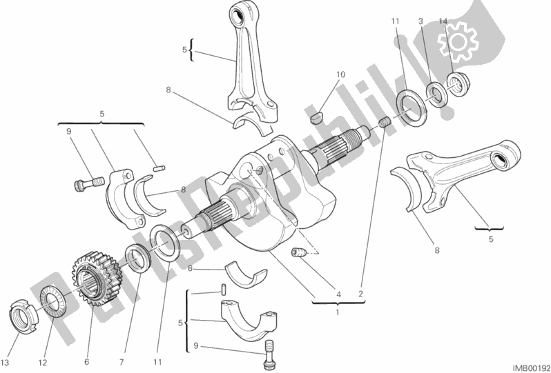 All parts for the Crankshaft of the Ducati Diavel USA 1200 2012